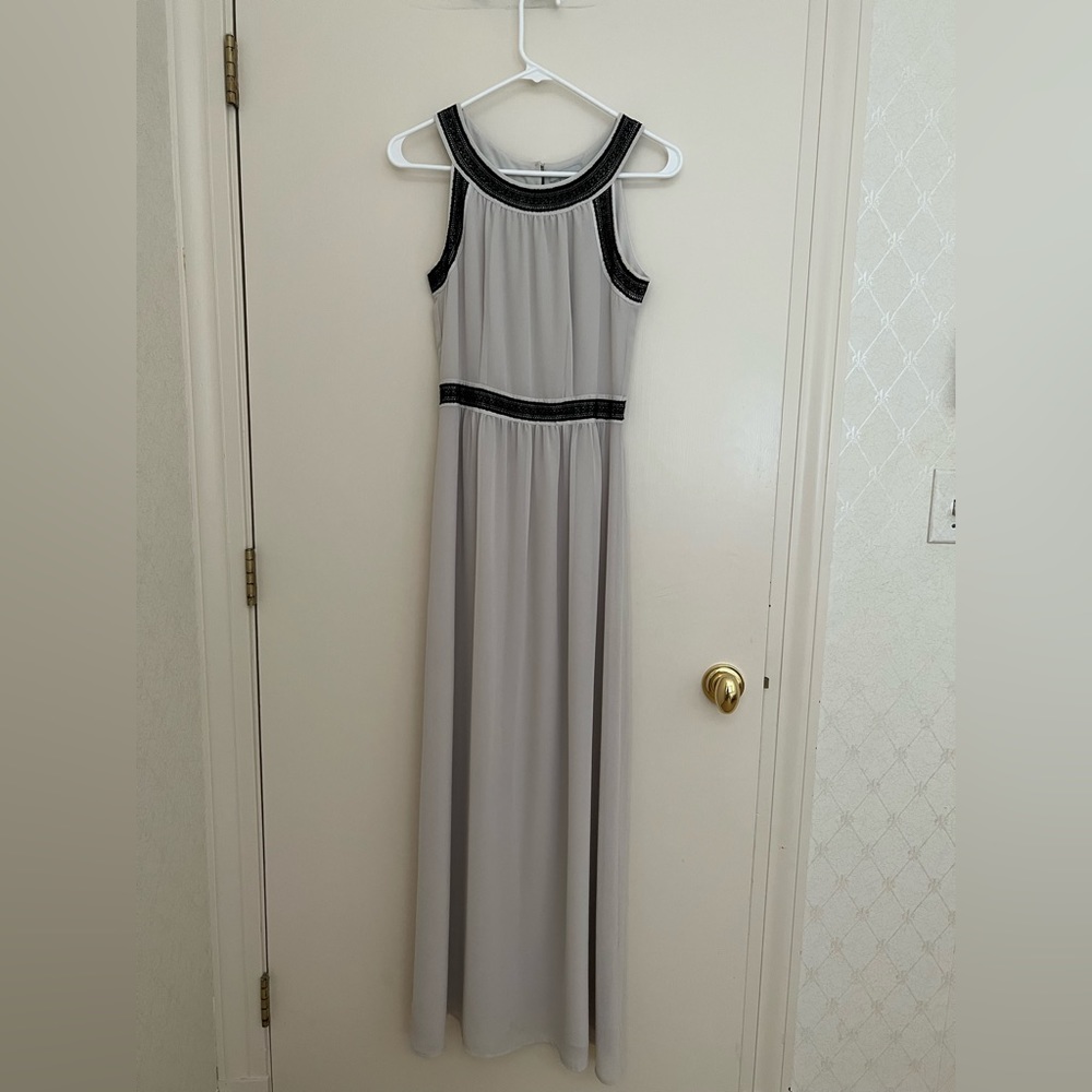 H&M empire waist maxi gown - halter neck. Size 4. Beige/ grey